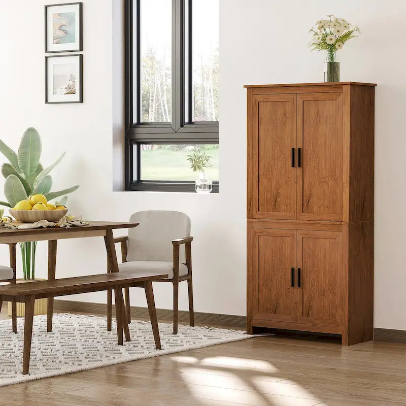 Armoire de cuisine autoportante à 4 portes de 162,5 cm avec 3 étagères réglables