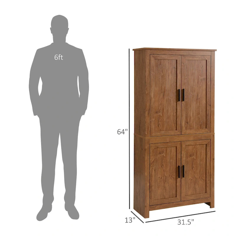 Armoire de cuisine autoportante à 4 portes de 162,5 cm avec 3 étagères réglables