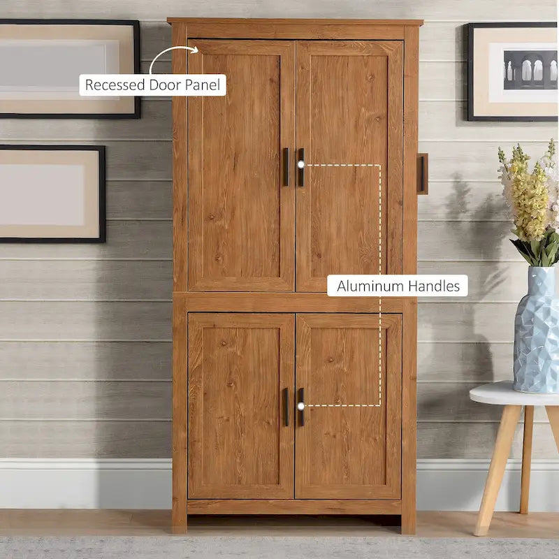 Armoire de cuisine autoportante à 4 portes de 162,5 cm avec 3 étagères réglables