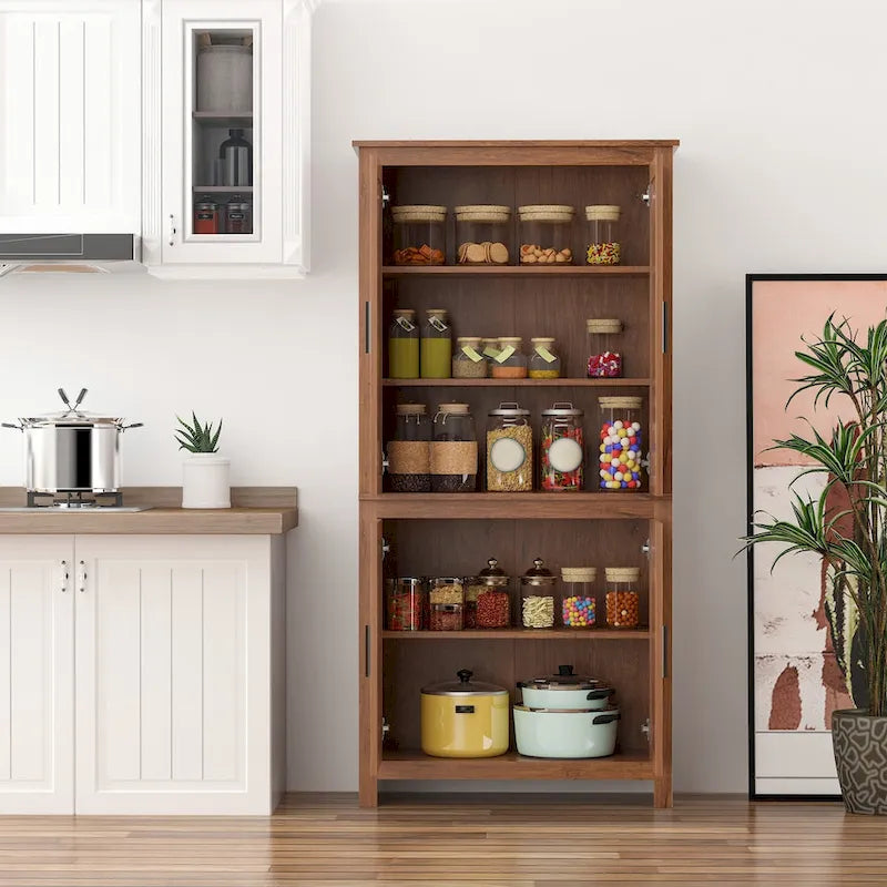 Armoire de cuisine autoportante à 4 portes de 162,5 cm avec 3 étagères réglables