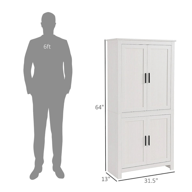Armoire de cuisine autoportante à 4 portes de 162,5 cm avec 3 étagères réglables