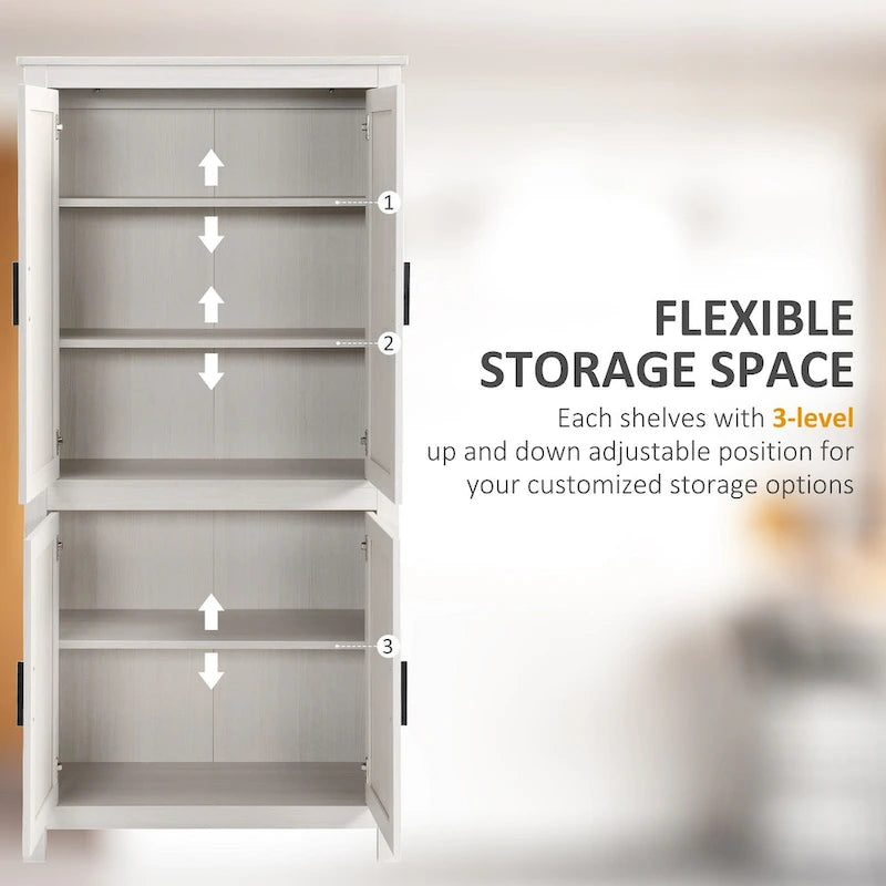 Armoire de cuisine autoportante à 4 portes de 162,5 cm avec 3 étagères réglables