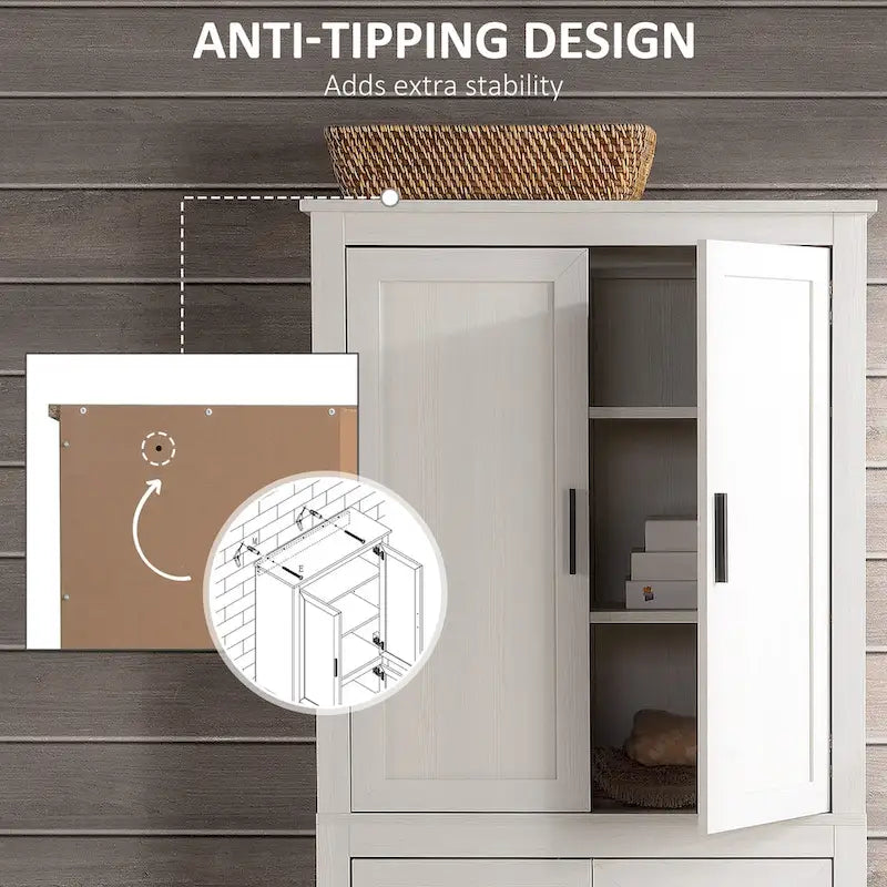 Armoire de cuisine autoportante à 4 portes de 162,5 cm avec 3 étagères réglables