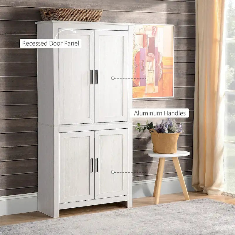 Armoire de cuisine autoportante à 4 portes de 162,5 cm avec 3 étagères réglables