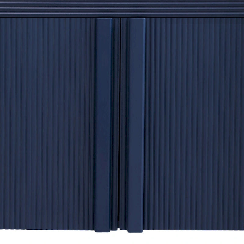 Armoire de rangement à 4 portes en bois rayé - Parfaite pour le salon, l'entrée, le couloir.