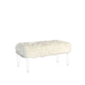 Banc de rangement gris et transparent en fausse fourrure de 42 po avec couvercle rabattable
