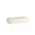 Banc de rangement gris et transparent en fausse fourrure de 42 po avec couvercle rabattable