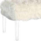 Banc de rangement gris et transparent en fausse fourrure de 42 po avec couvercle rabattable