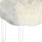 Banc de rangement gris et transparent en fausse fourrure de 42 po avec couvercle rabattable