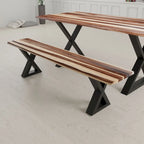 Banc en bois massif avec pieds en X