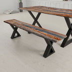 Banc en bois massif avec pieds en X