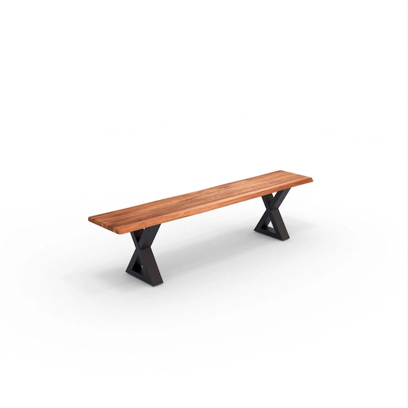 Banc en bois massif avec pieds en X