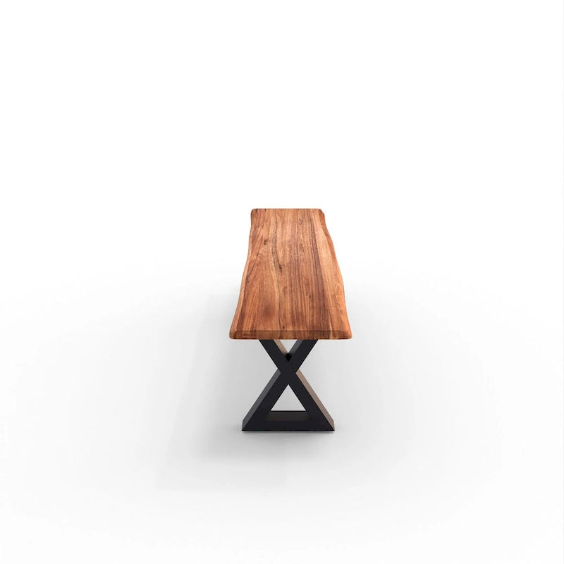 Banc en bois massif avec pieds en X