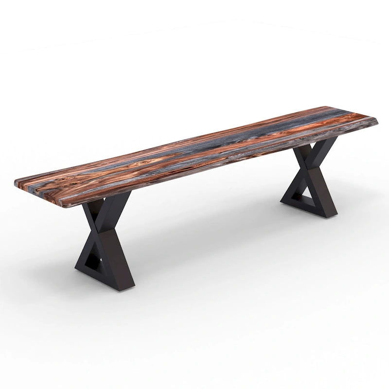 Banc en bois massif avec pieds en X
