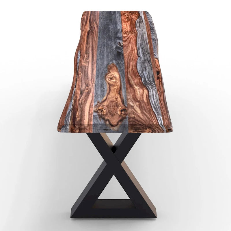 Banc en bois massif avec pieds en X