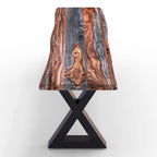 Banc en bois massif avec pieds en X