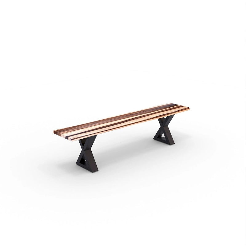 Banc en bois massif avec pieds en X