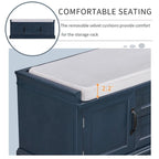 Banc de rangement avec 2 tiroirs et 2 placards, Banc à chaussures avec coussin amovible pour salon, entrée