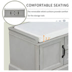 Banc de rangement avec 2 tiroirs et 2 placards, Banc à chaussures avec coussin amovible pour salon, entrée