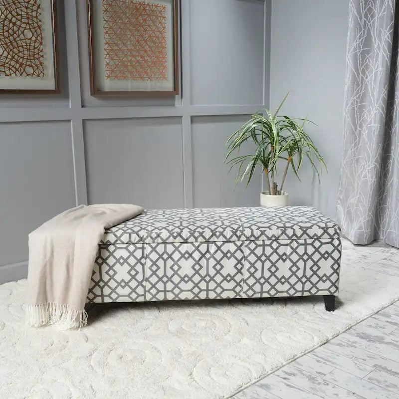 Banc de rangement capitonné avec couvercle relevable