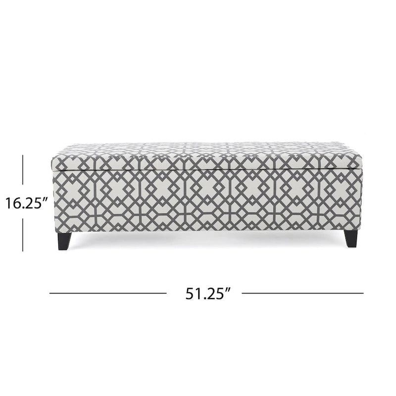 Banc de rangement capitonné avec couvercle relevable