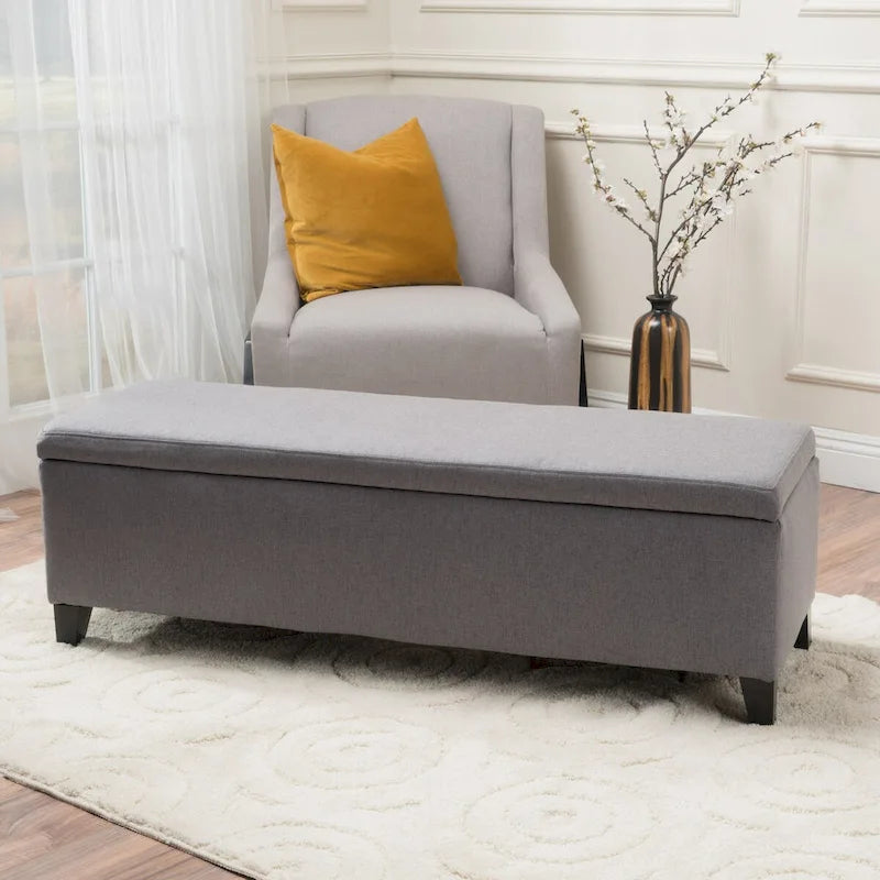 Banc de rangement capitonné avec couvercle relevable