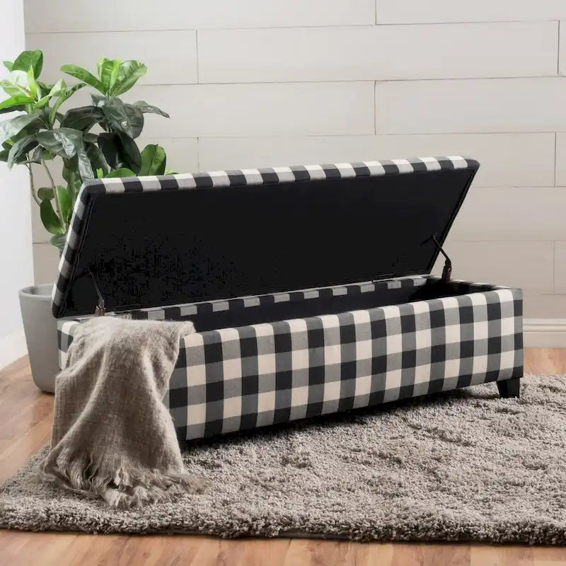 Banc de rangement capitonné avec couvercle relevable