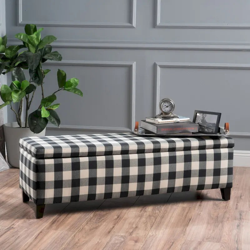 Banc de rangement capitonné avec couvercle relevable