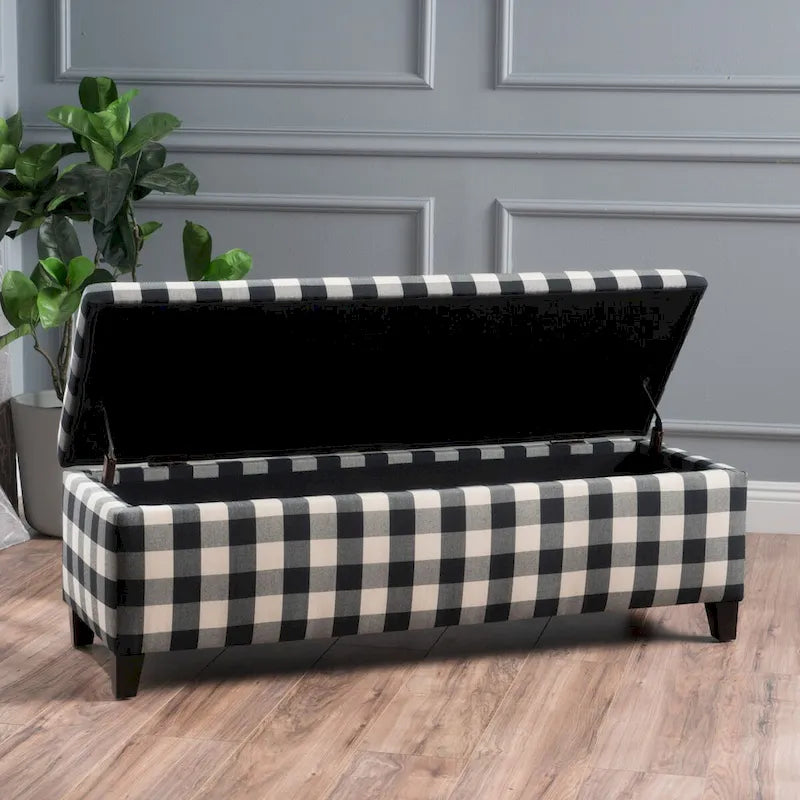 Banc de rangement capitonné avec couvercle relevable