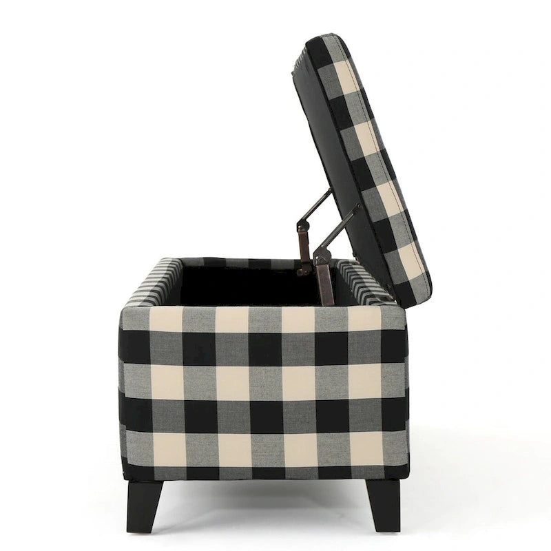Banc de rangement capitonné avec couvercle relevable