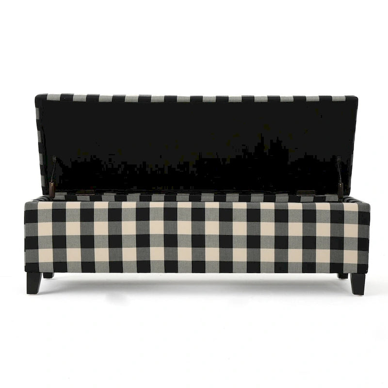 Banc de rangement capitonné avec couvercle relevable
