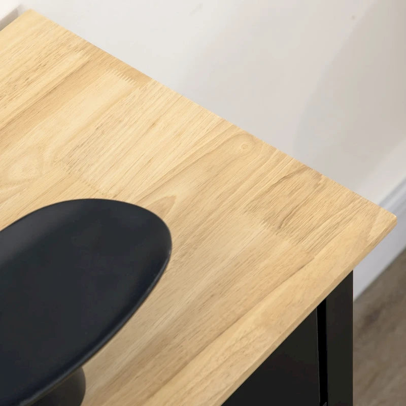 Bahut de salle à manger avec tiroirs de rangement, étagères réglables et plateau en bois, noir