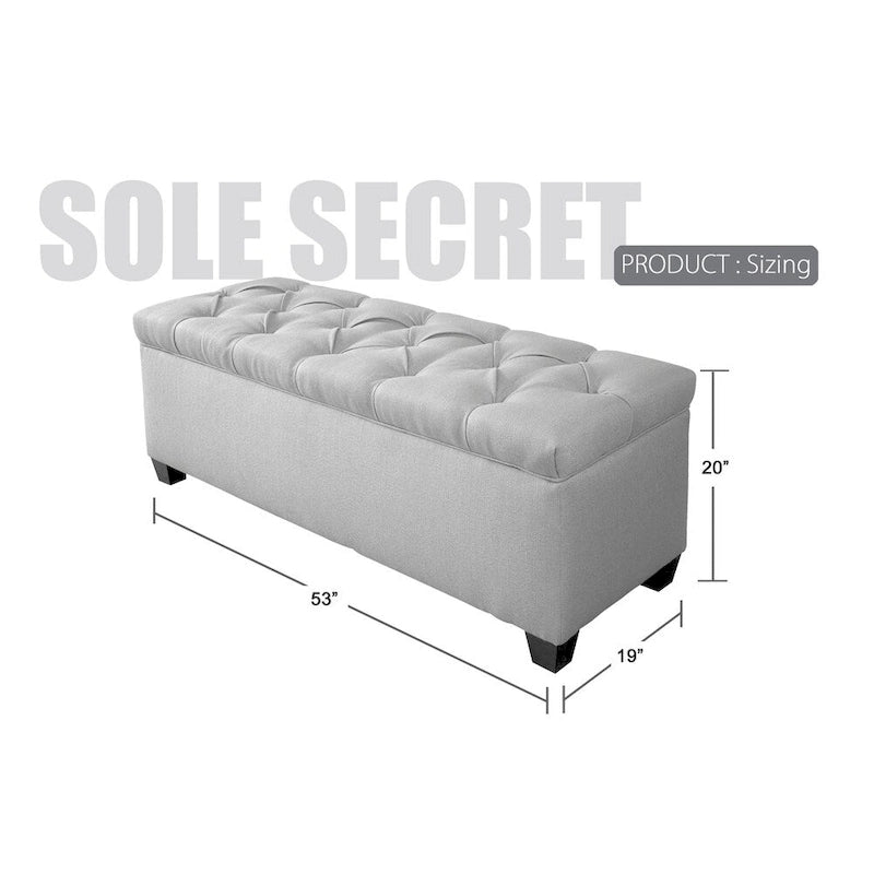 Banc de rangement capitonné en losanges avec couvercle hydraulique