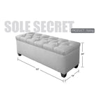 Banc de rangement capitonné en losanges avec couvercle hydraulique