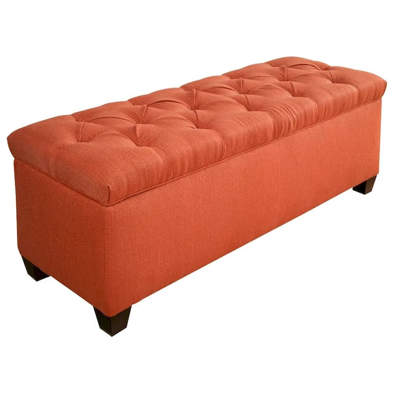 Banc de rangement capitonné en losanges avec couvercle hydraulique