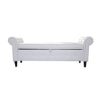 Banc coffre ottoman avec accoudoirs, cuir PU, capitonné, 160 cm
