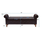 Banc coffre ottoman avec accoudoirs, cuir PU, capitonné, 160 cm