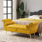 Banc coffre ottoman avec accoudoirs, cuir PU, capitonné, 160 cm