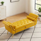 Banc coffre ottoman avec accoudoirs, cuir PU, capitonné, 160 cm