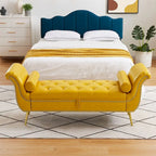 Banc coffre ottoman avec accoudoirs, cuir PU, capitonné, 160 cm