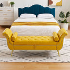Banc coffre ottoman avec accoudoirs, cuir PU, capitonné, 160 cm