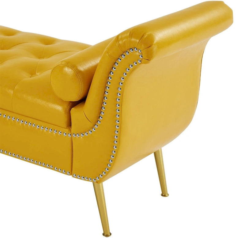 Banc coffre ottoman avec accoudoirs, cuir PU, capitonné, 160 cm