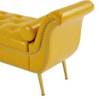Banc coffre ottoman avec accoudoirs, cuir PU, capitonné, 160 cm