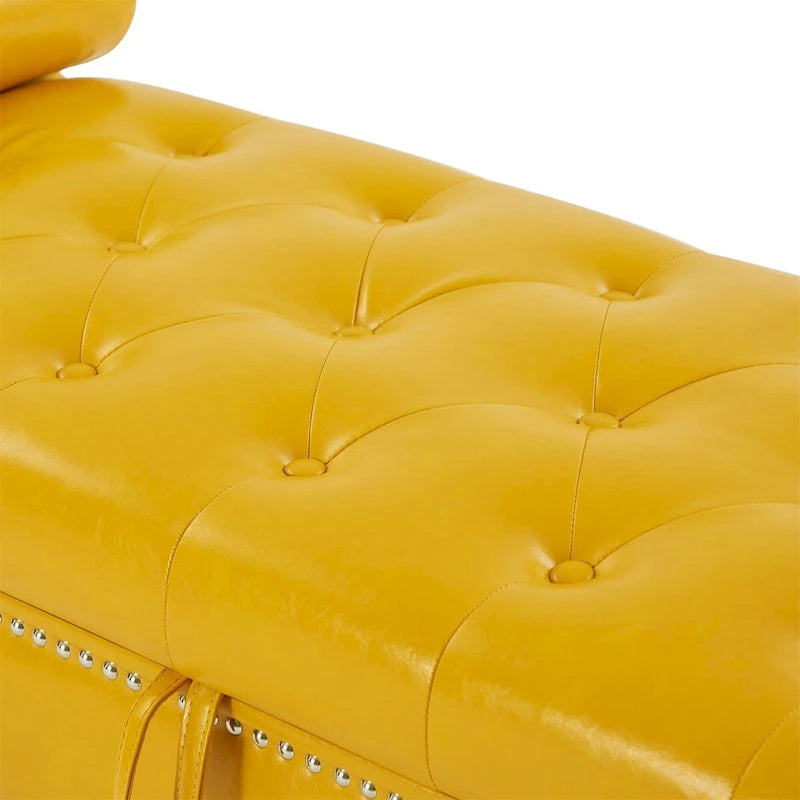 Banc coffre ottoman avec accoudoirs, cuir PU, capitonné, 160 cm