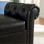 Banc coffre ottoman avec accoudoirs, cuir PU, capitonné, 160 cm