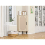 Meuble d'angle avec porte en rotin, étagère d'angle autoportante pour petits espaces, salon, cuisine, chambre