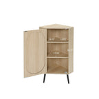 Meuble d'angle avec porte en rotin, étagère d'angle autoportante pour petits espaces, salon, cuisine, chambre