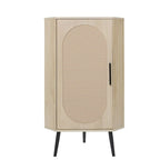 Meuble d'angle avec porte en rotin, étagère d'angle autoportante pour petits espaces, salon, cuisine, chambre