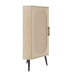 Meuble d'angle avec porte en rotin, étagère d'angle autoportante pour petits espaces, salon, cuisine, chambre