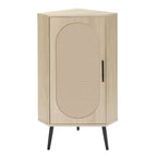 Meuble d'angle avec porte en rotin, étagère d'angle autoportante pour petits espaces, salon, cuisine, chambre
